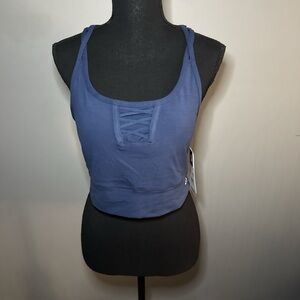 Nine West Blue Lace-Up crop top